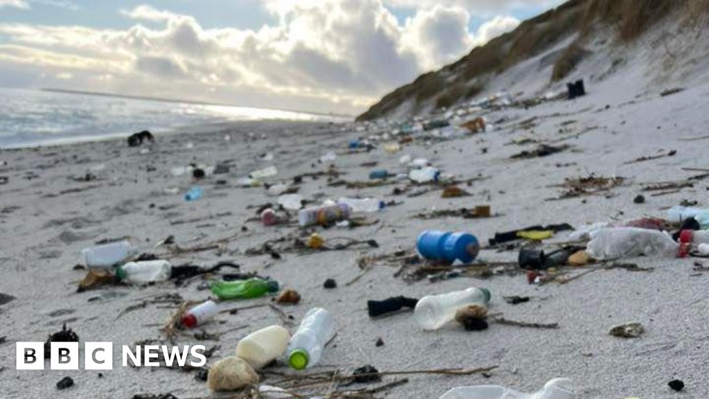 ‘It’s overwhelming’: Plastic from 1960s Canada washes up on Orkney’s Sanday