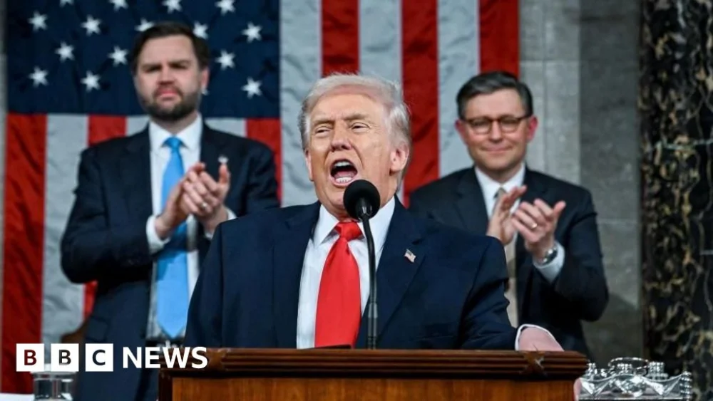 Trump’s theatrical State of the Union address offers little hint of any change in course