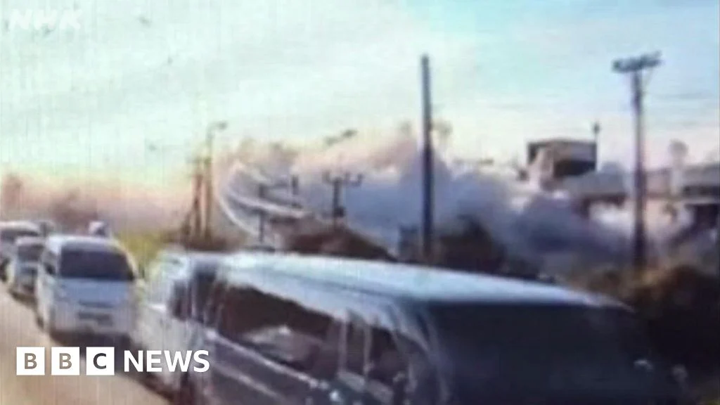 The moment a Japanese mall explodes after a 6.8 earthquake.