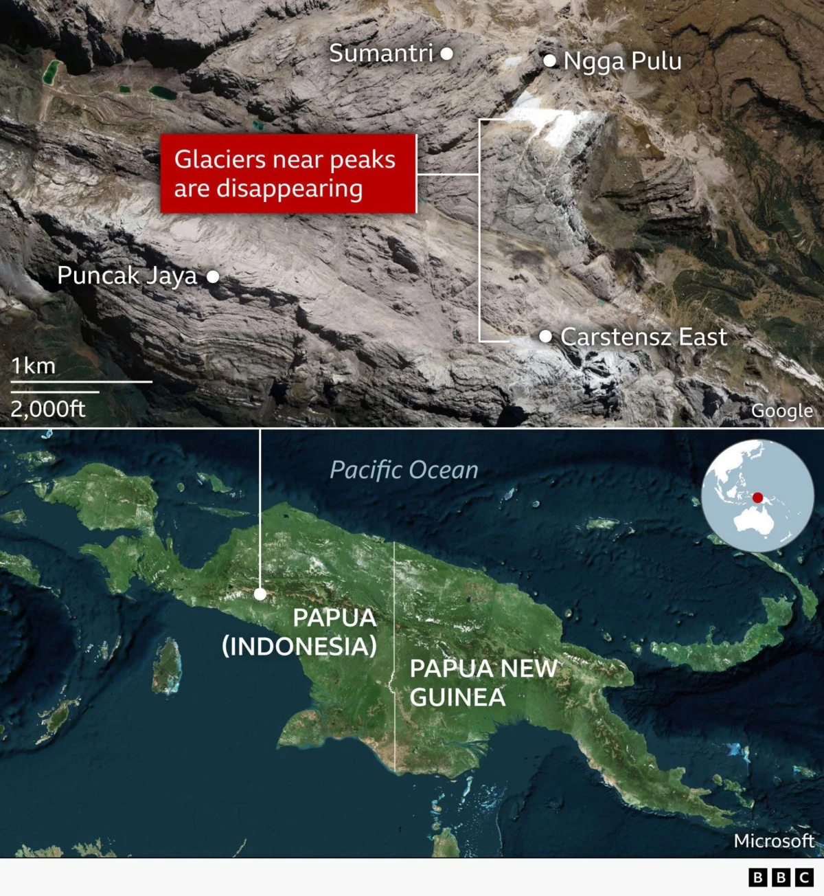 Indonesia Carstensz Pyramid: Papua’s ‘eternal snow’ on Puncak Jaya is about to disappear forever.